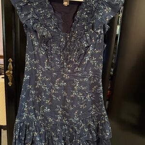 Cotton blue floral print dress
